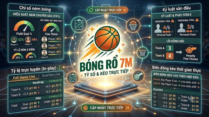 Biến động tỷ lệ kèo và thống kê hiệu suất ném bóng rổ trực tiếp tại 7mcn