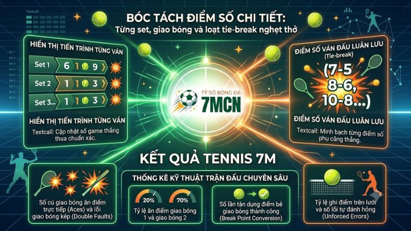 Chi tiết điểm số từng set và loạt tie-break kịch tính tại 7mcn