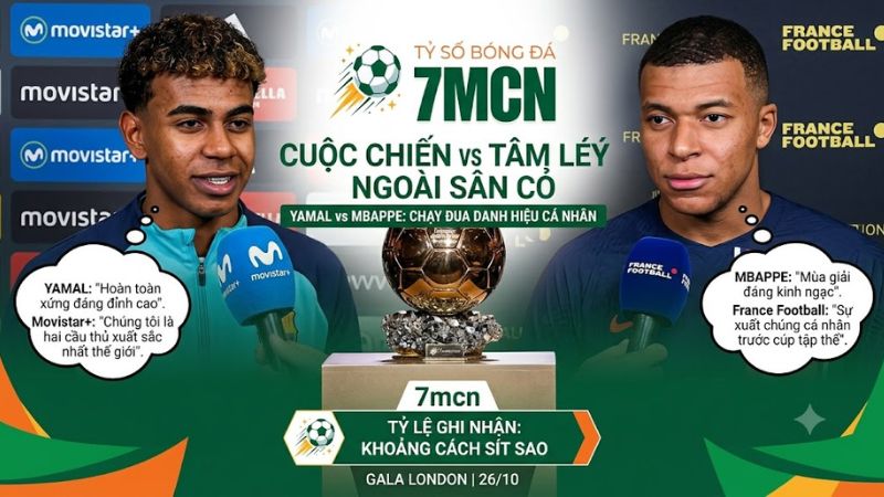 Cuộc đua Quả bóng vàng 2026 giữa Lamine Yamal và Kylian Mbappe trên 7mcn Cuộc đua Quả bóng vàng 2026 giữa Lamine Yamal và Kylian Mbappe trên 7mcn