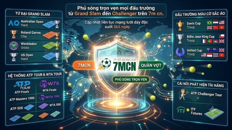 Lịch thi đấu và kết quả các giải Grand Slam ATP WTA trên 7m cn. Lịch thi đấu và kết quả các giải Grand Slam ATP WTA trên 7m cn.