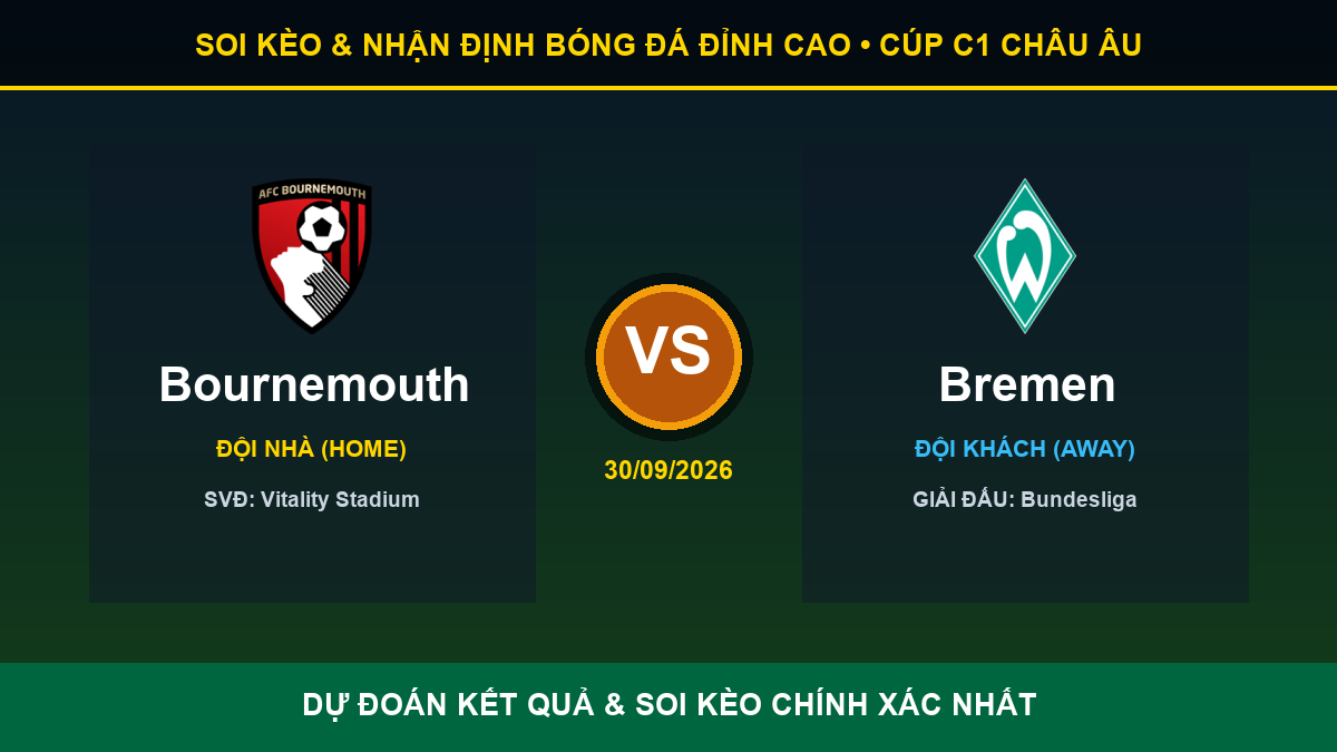 dự đoán kết quả trận Bournemouth và Bremen - Banner đối đầu Bournemouth vs Bremen