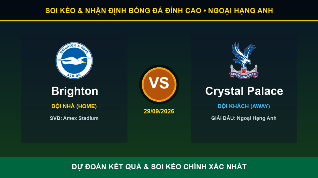 nhận định phân tích trận Brighton và Crystal Palace - Banner đối đầu Brighton vs Crystal Palace