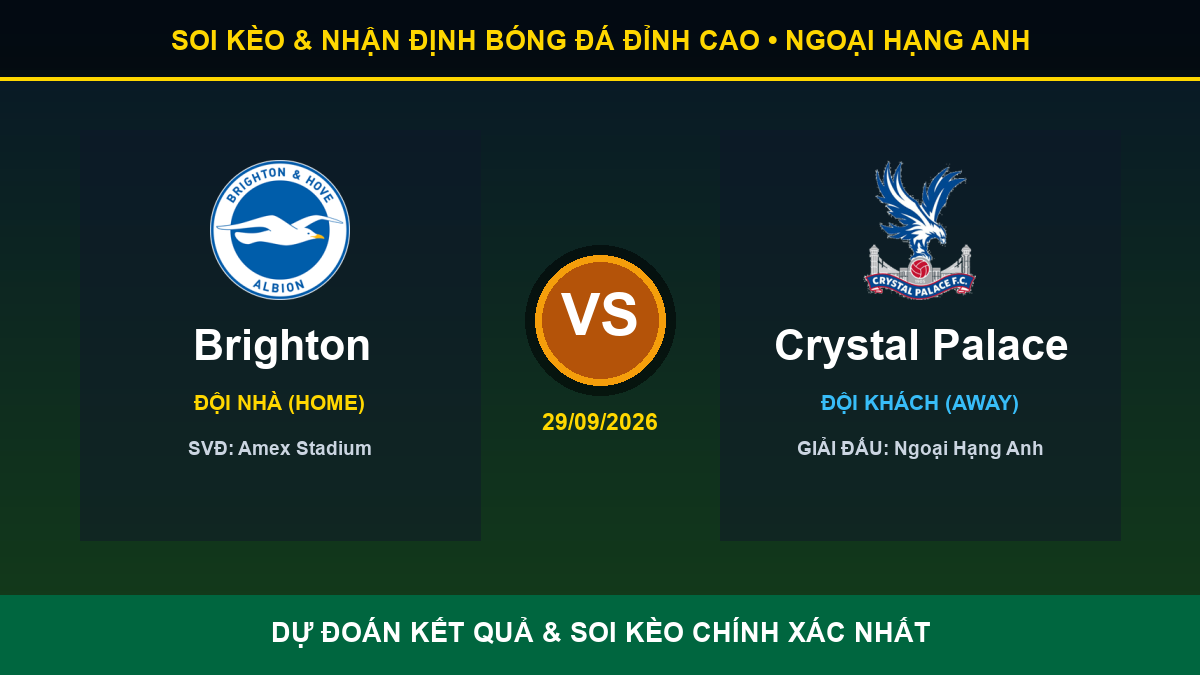 nhận định phân tích trận Brighton và Crystal Palace - Banner đối đầu Brighton vs Crystal Palace