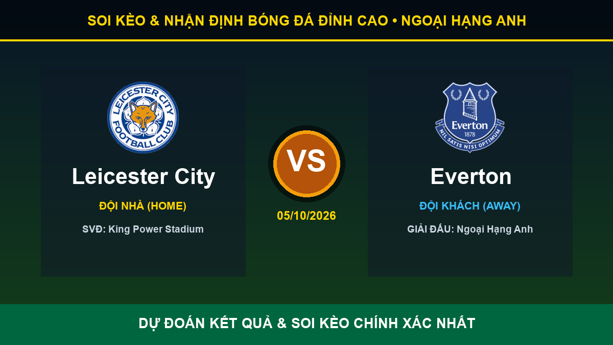 nhận định trận Leicester City và Everton - Banner đối đầu Leicester City vs Everton