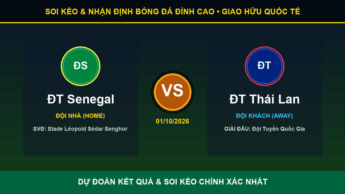 soi kèo 7M trận ĐT Senegal và ĐT Thái Lan - Banner đối đầu ĐT Senegal vs ĐT Thái Lan