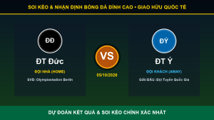 Tỷ lệ kèo 7M trận ĐT Đức và ĐT Ý ngày 05/10/2026