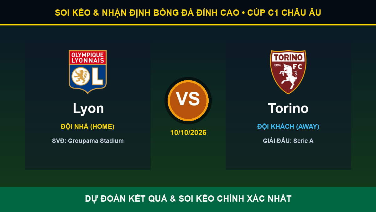 tỷ lệ kèo 7M trận Lyon và Torino - Banner đối đầu Lyon vs Torino