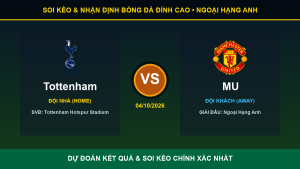 Tỷ lệ kèo 7M trận Tottenham và MU ngày 04/10/2026